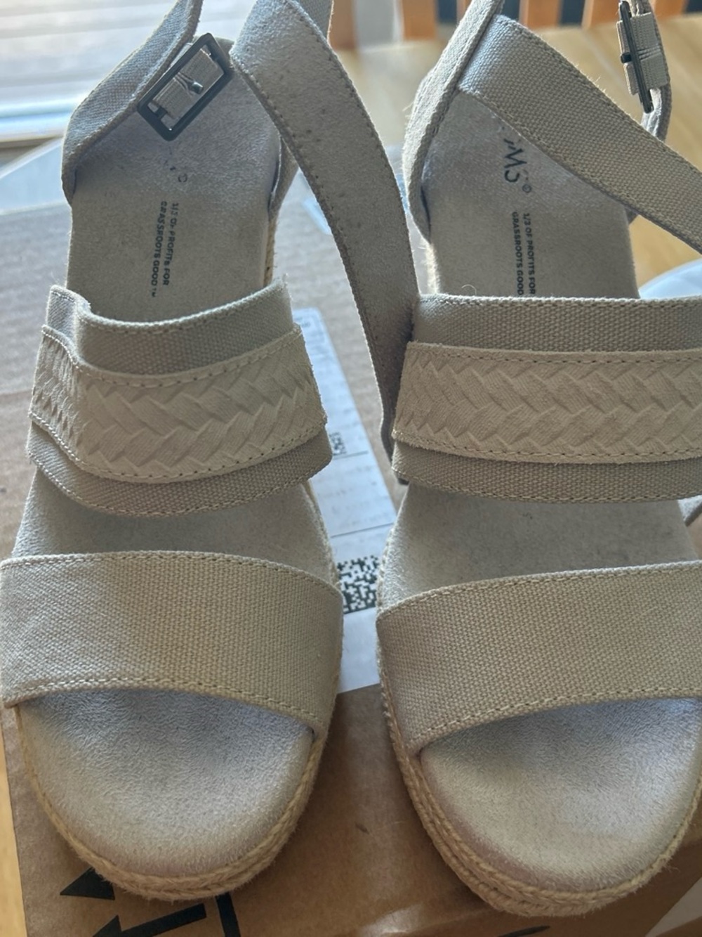 Toms Beige Espadrille Wedge Sandals